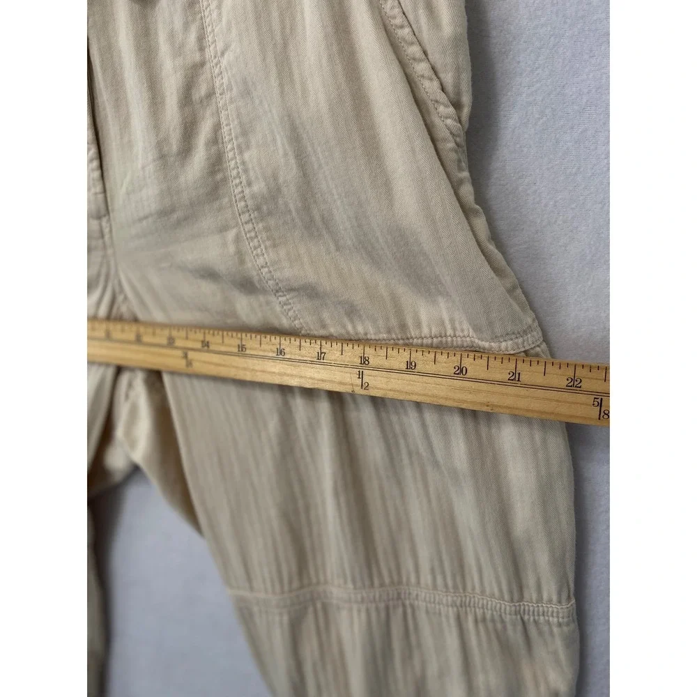 J.Crew Pull-On Cargo Pants Womens‎ 14 Beige Herringbone Cotton Drawstring Waist